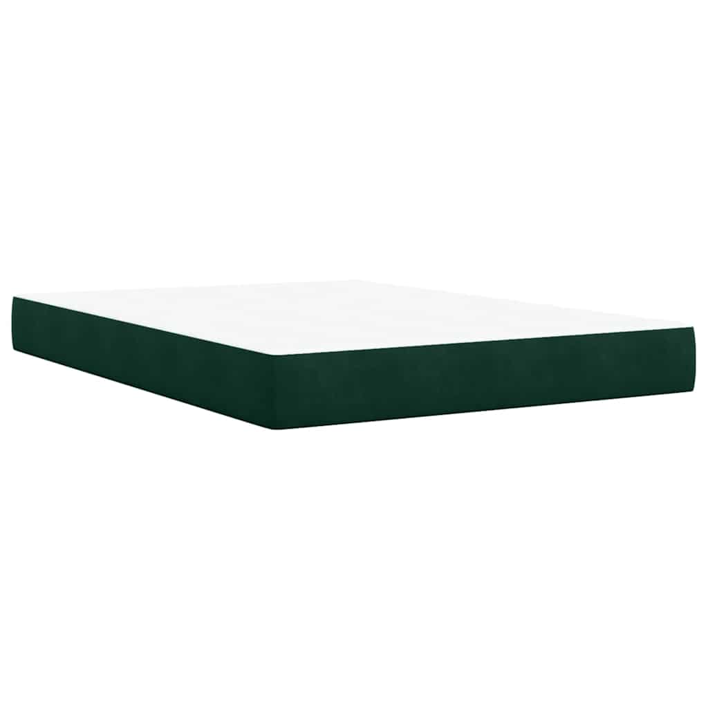 Giroletto a Molle con Materasso Verde Scuro 140x190 cm Velluto