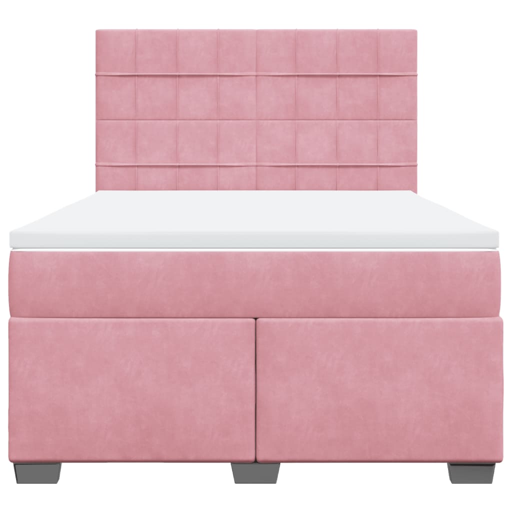 Giroletto a Molle con Materasso Rosa 140x190 cm in Velluto