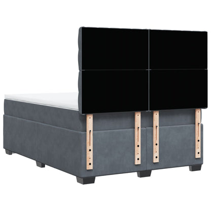 Giroletto a Molle con Materasso Grigio Scuro 140x190 cm Velluto