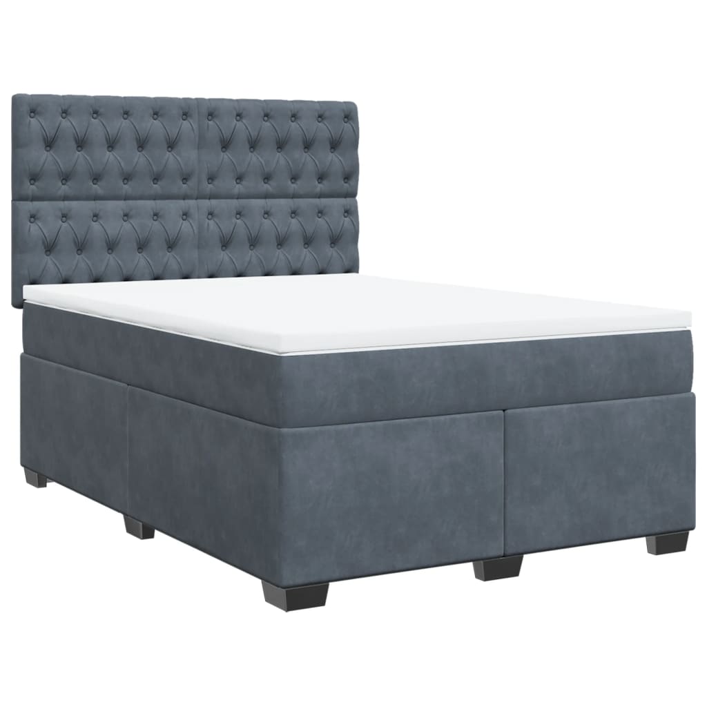Giroletto a Molle con Materasso Grigio Scuro 140x190 cm Velluto