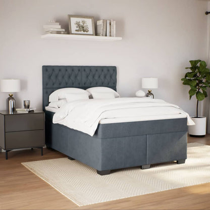 Giroletto a Molle con Materasso Grigio Scuro 140x190 cm Velluto