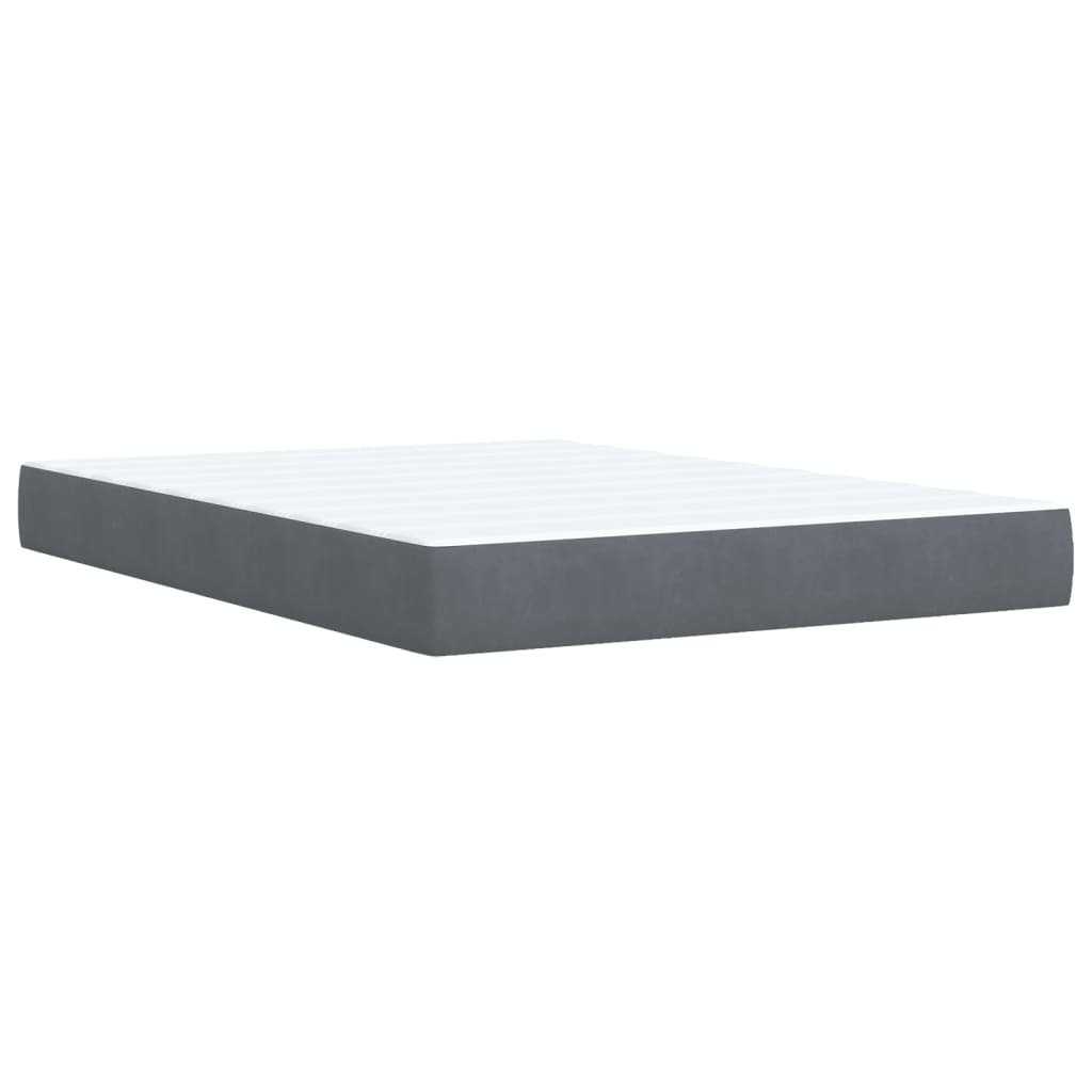 Giroletto a Molle con Materasso Grigio Scuro 140x190 cm Velluto