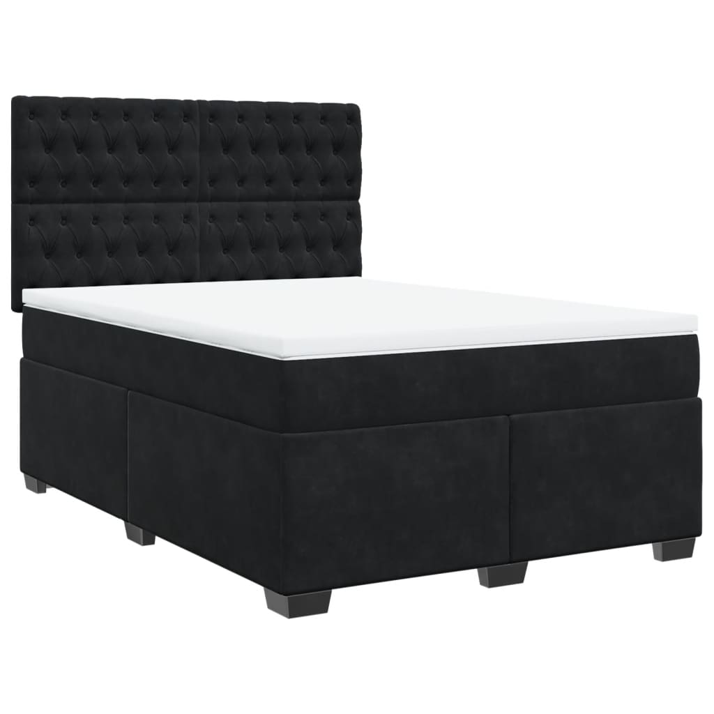 Giroletto a Molle con Materasso Nero 140x190 cm in Velluto