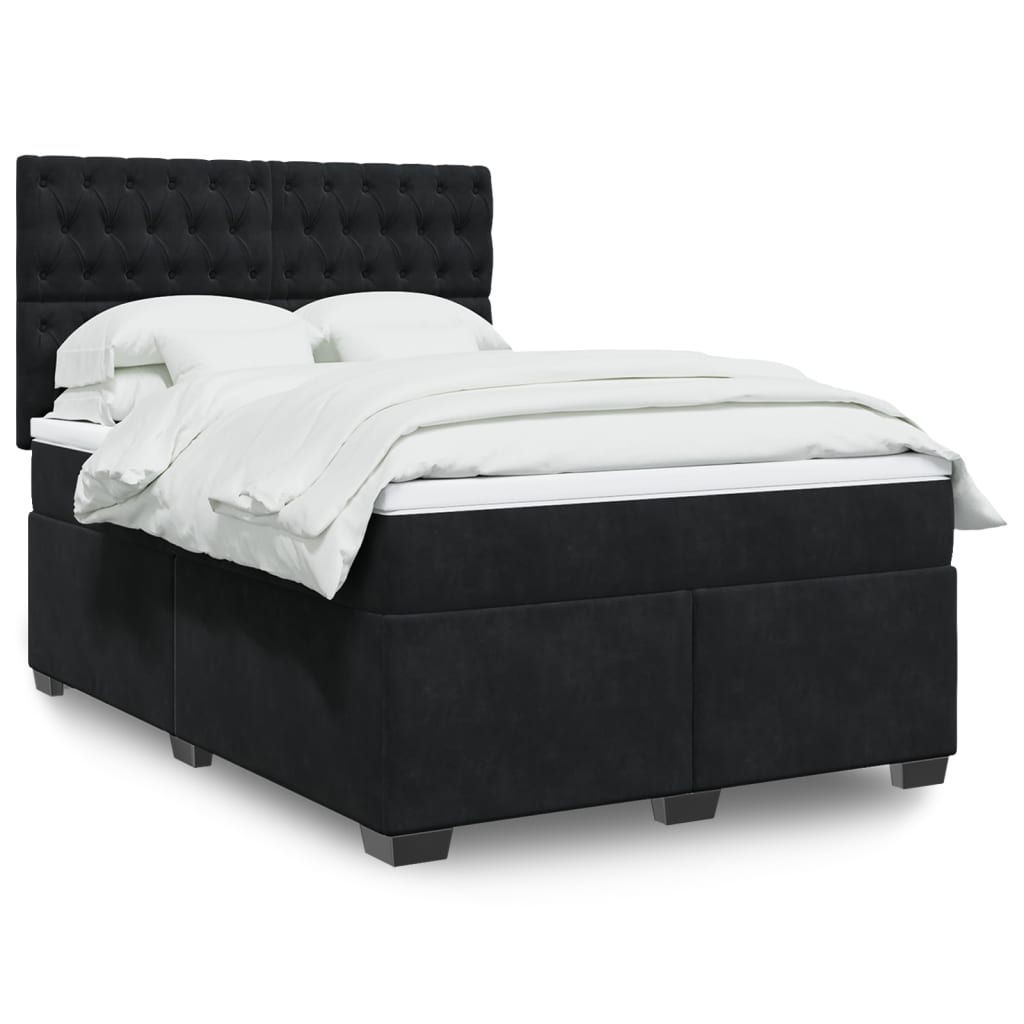 Giroletto a Molle con Materasso Nero 140x190 cm in Velluto | homemem39