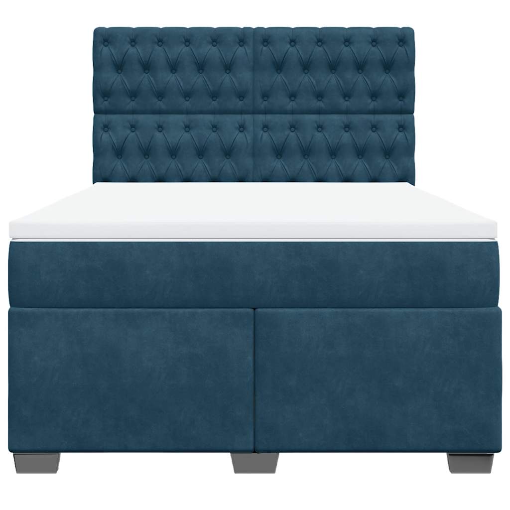 Giroletto a Molle con Materasso Blu 140x190 cm in Velluto