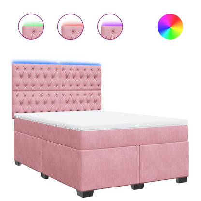 Giroletto a Molle con Materasso Rosa 140x190 cm in Velluto | homemem39