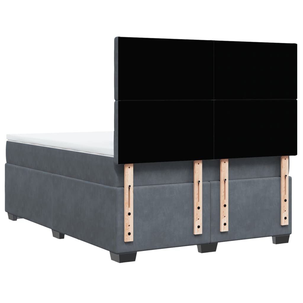 Giroletto a Molle con Materasso Grigio Scuro 140x190 cm Velluto