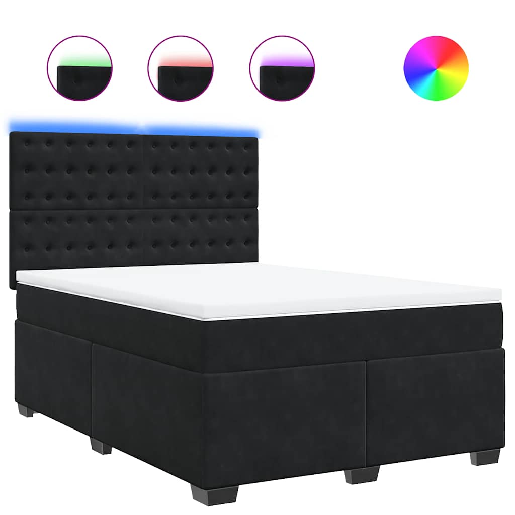 Giroletto a Molle con Materasso Nero 140x190 cm in Velluto