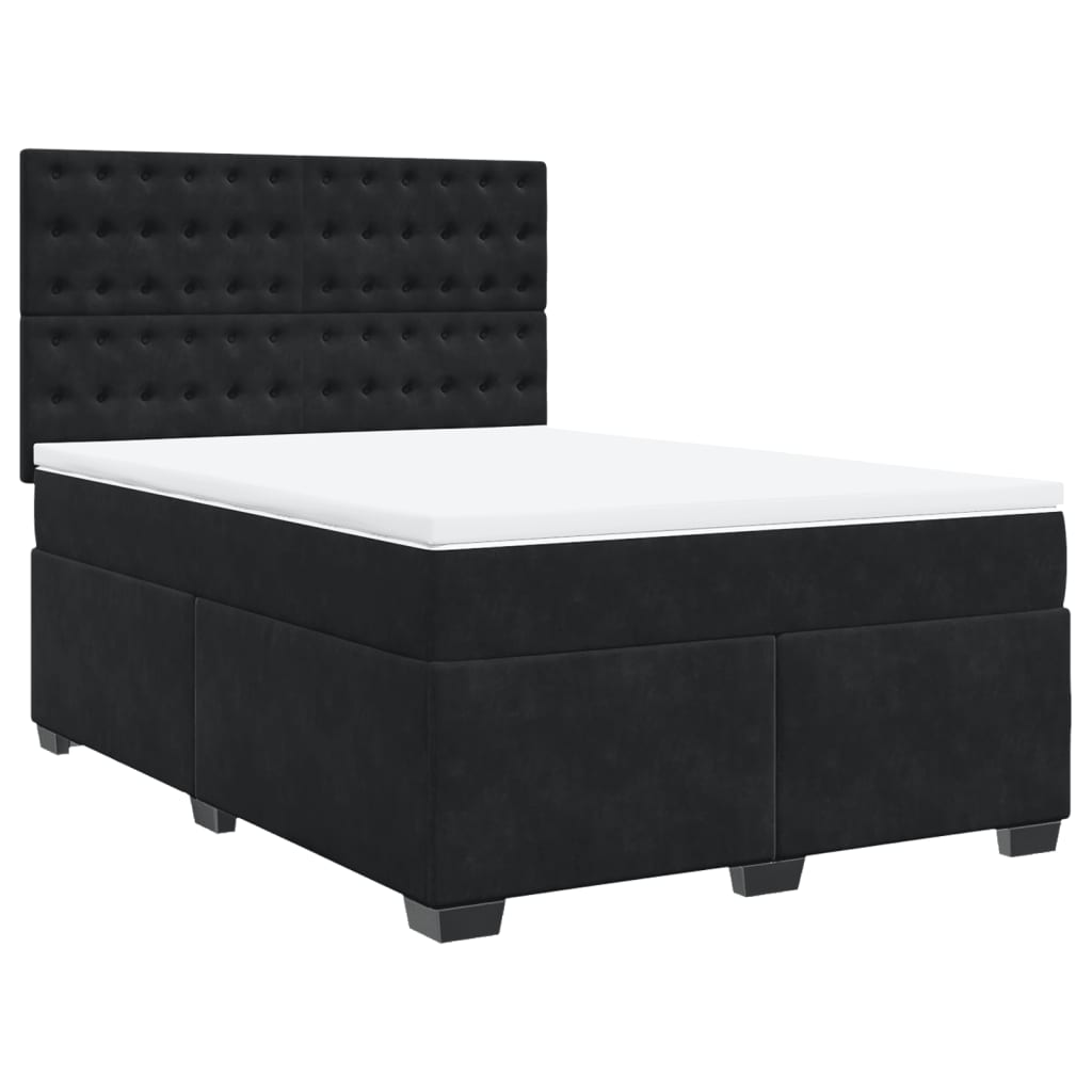 Giroletto a Molle con Materasso Nero 140x190 cm in Velluto | homemem39