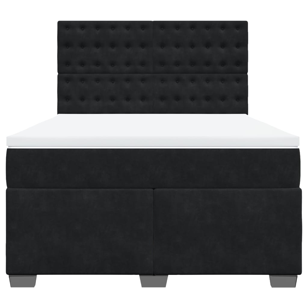 Giroletto a Molle con Materasso Nero 140x190 cm in Velluto | homemem39