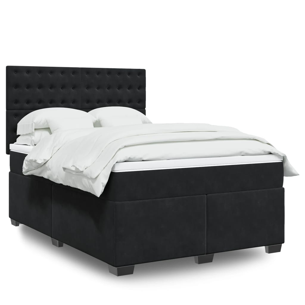 Giroletto a Molle con Materasso Nero 140x190 cm in Velluto | homemem39