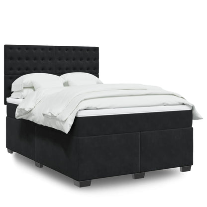 Giroletto a Molle con Materasso Nero 140x190 cm in Velluto | homemem39