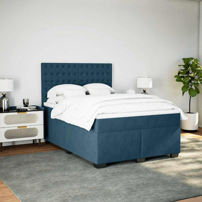 Giroletto a Molle con Materasso Blu 140x190 cm in Velluto