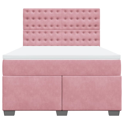Giroletto a Molle con Materasso Rosa 140x190 cm in Velluto