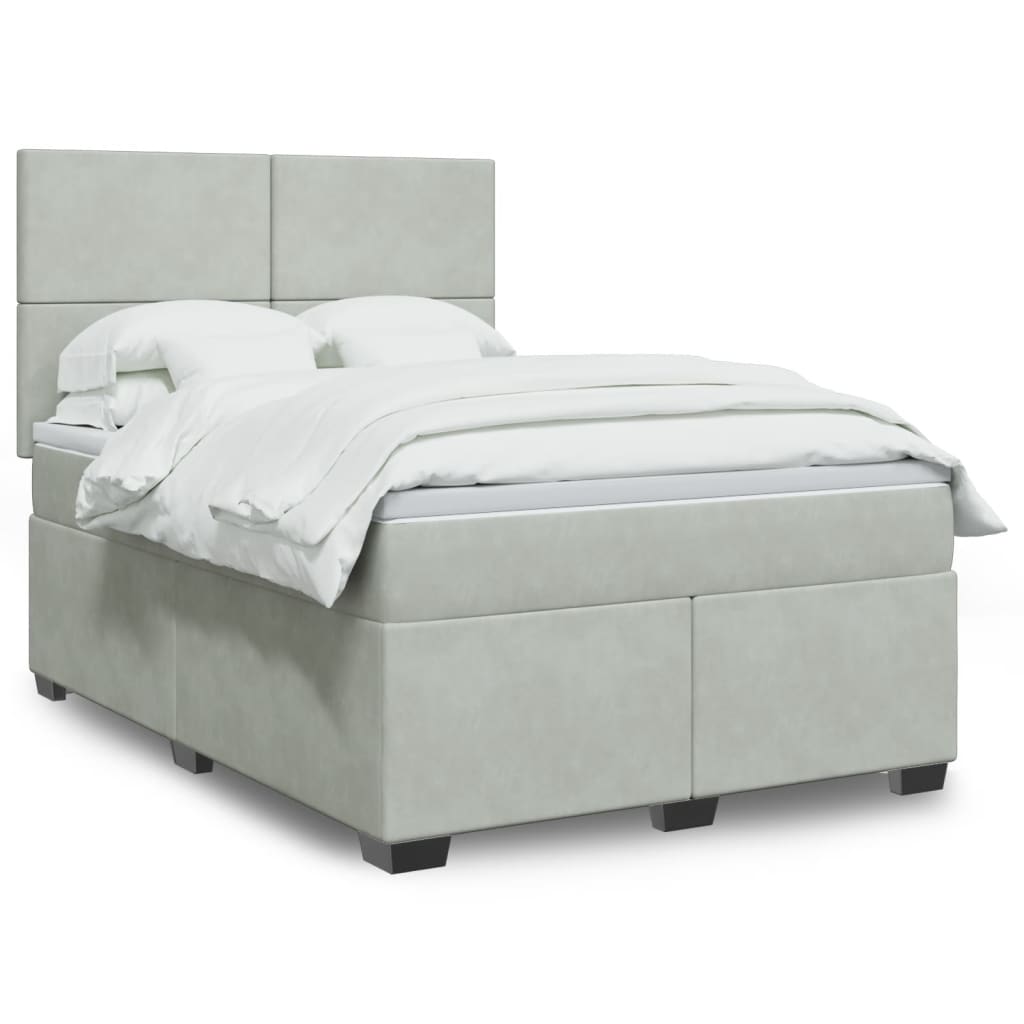 Giroletto a Molle con Materasso Grigio Chiaro 140x200cm Velluto