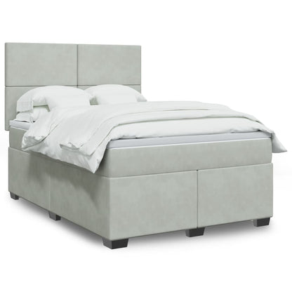 Giroletto a Molle con Materasso Grigio Chiaro 140x200cm Velluto