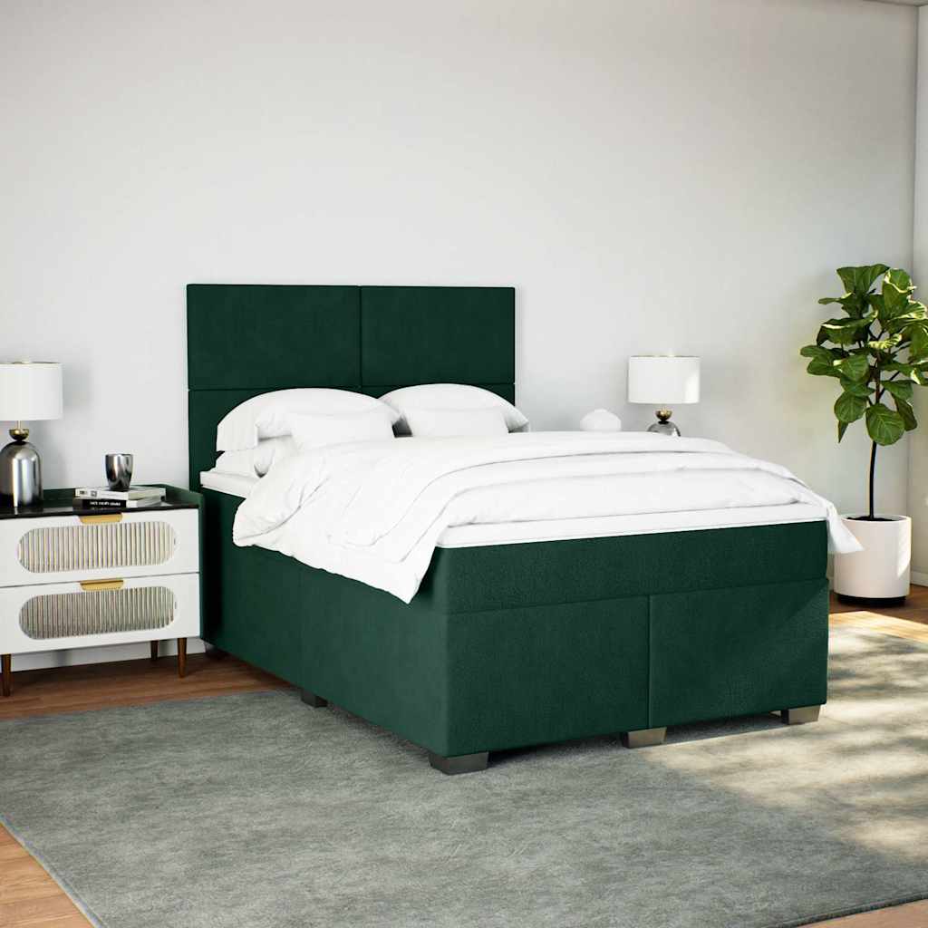 Giroletto a Molle con Materasso Verde Scuro 140x200 cm Velluto | homemem39