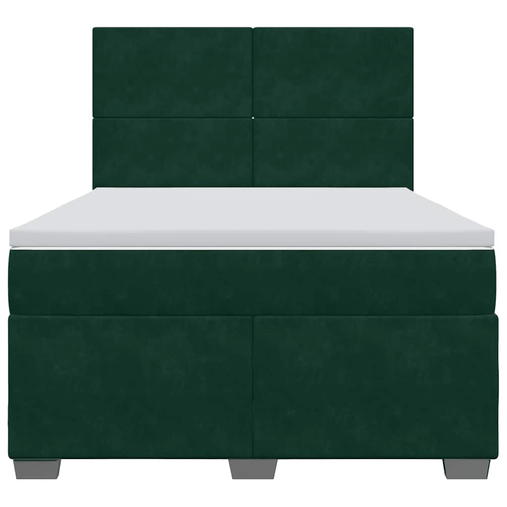 Giroletto a Molle con Materasso Verde Scuro 140x200 cm Velluto | homemem39