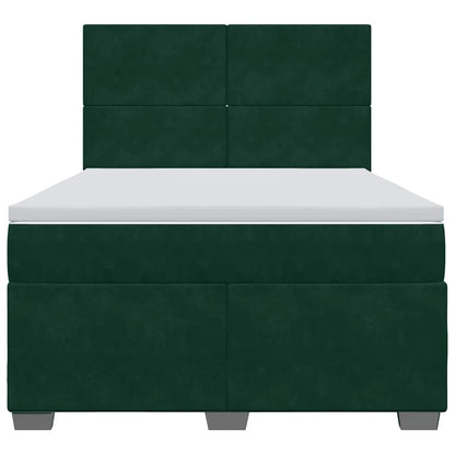 Giroletto a Molle con Materasso Verde Scuro 140x200 cm Velluto | homemem39