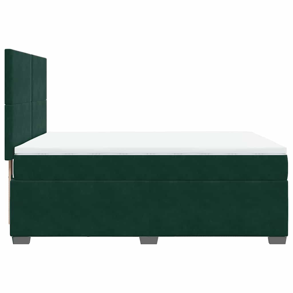 Giroletto a Molle con Materasso Verde Scuro 140x200 cm Velluto | homemem39