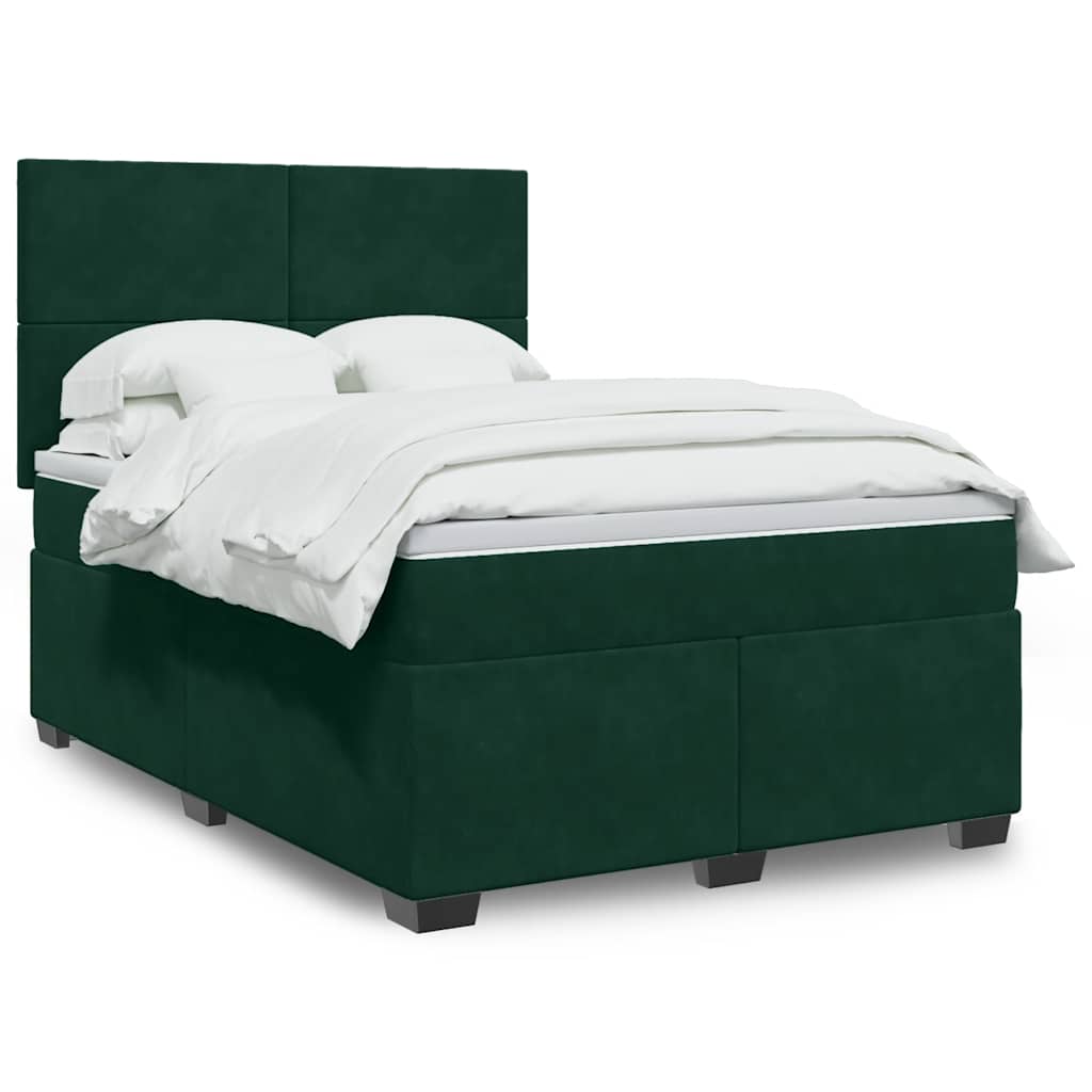 Giroletto a Molle con Materasso Verde Scuro 140x200 cm Velluto | homemem39