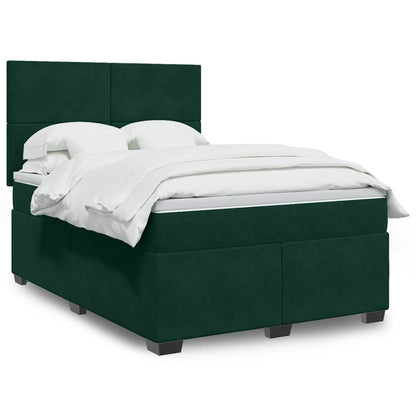 Giroletto a Molle con Materasso Verde Scuro 140x200 cm Velluto | homemem39