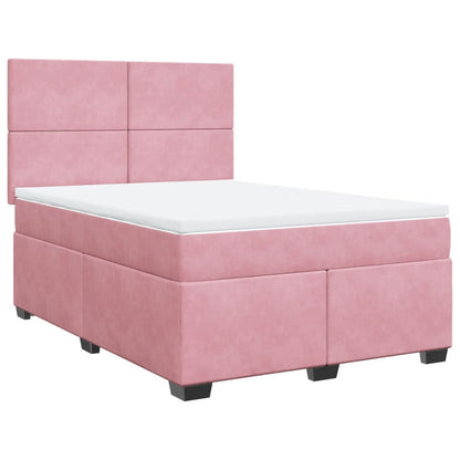 Giroletto a Molle con Materasso Rosa 140x200 cm in Velluto