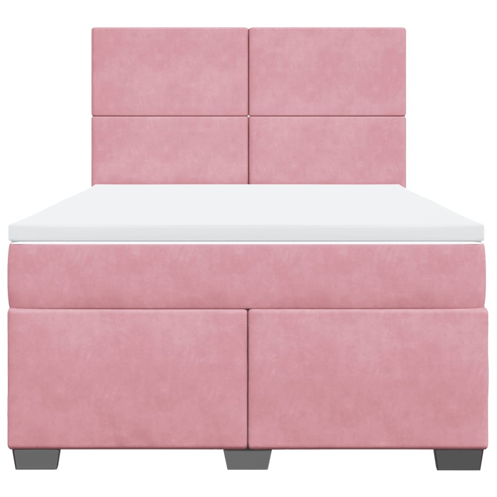 Giroletto a Molle con Materasso Rosa 140x200 cm in Velluto - homemem39