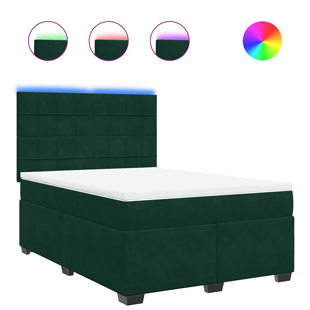 Giroletto a Molle con Materasso Verde Scuro 140x200 cm Velluto | homemem39