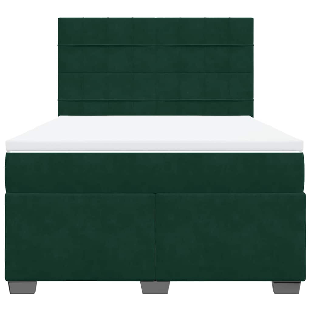 Giroletto a Molle con Materasso Verde Scuro 140x200 cm Velluto | homemem39