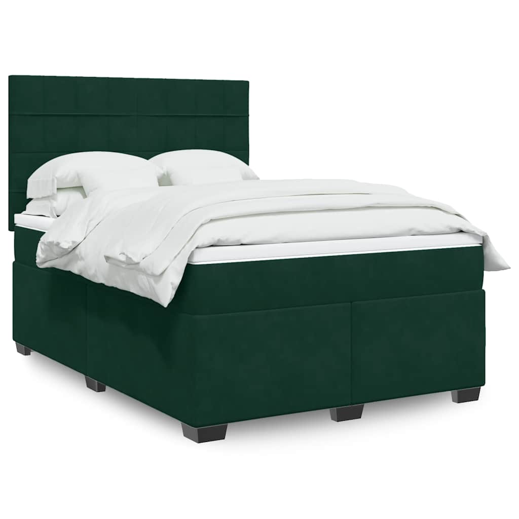 Giroletto a Molle con Materasso Verde Scuro 140x200 cm Velluto | homemem39