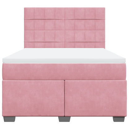 Giroletto a Molle con Materasso Rosa 140x200 cm in Velluto