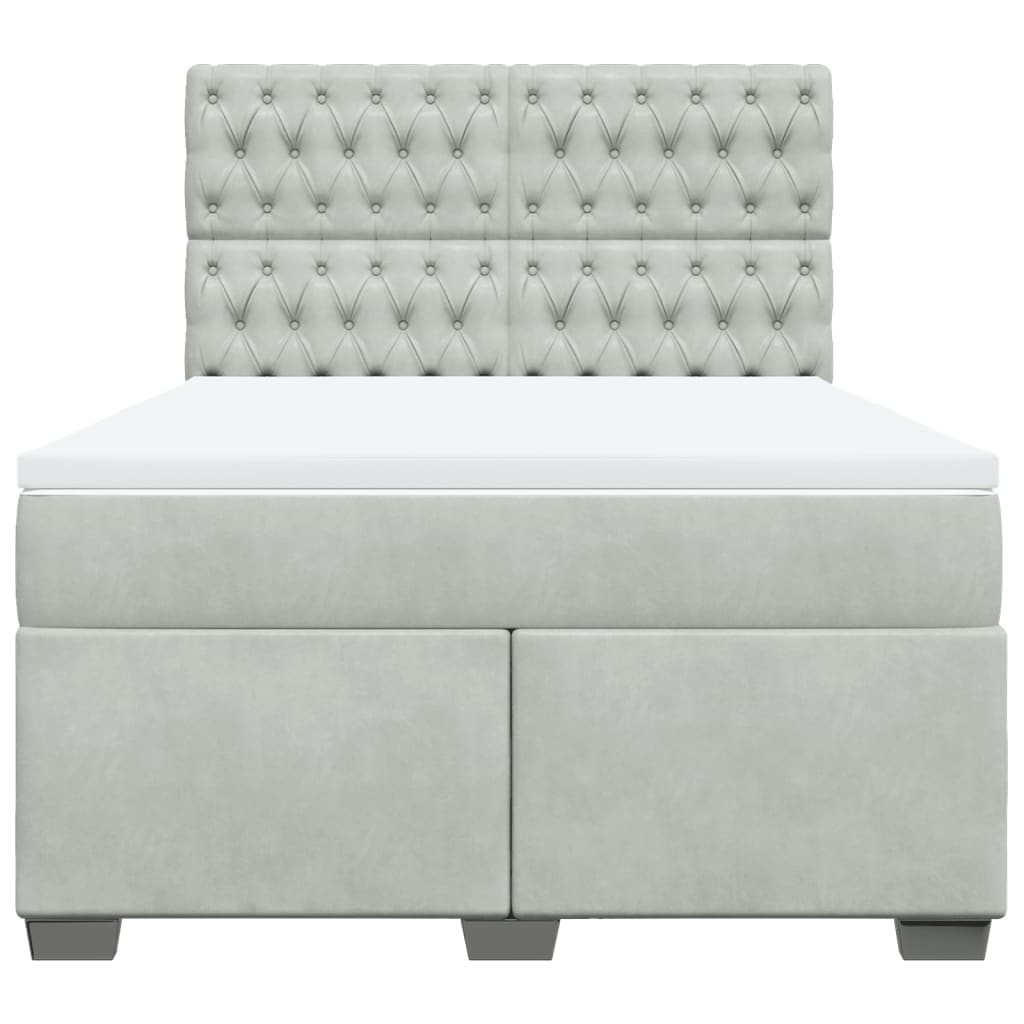 Giroletto a Molle con Materasso Grigio Chiaro 140x200cm Velluto - homemem39