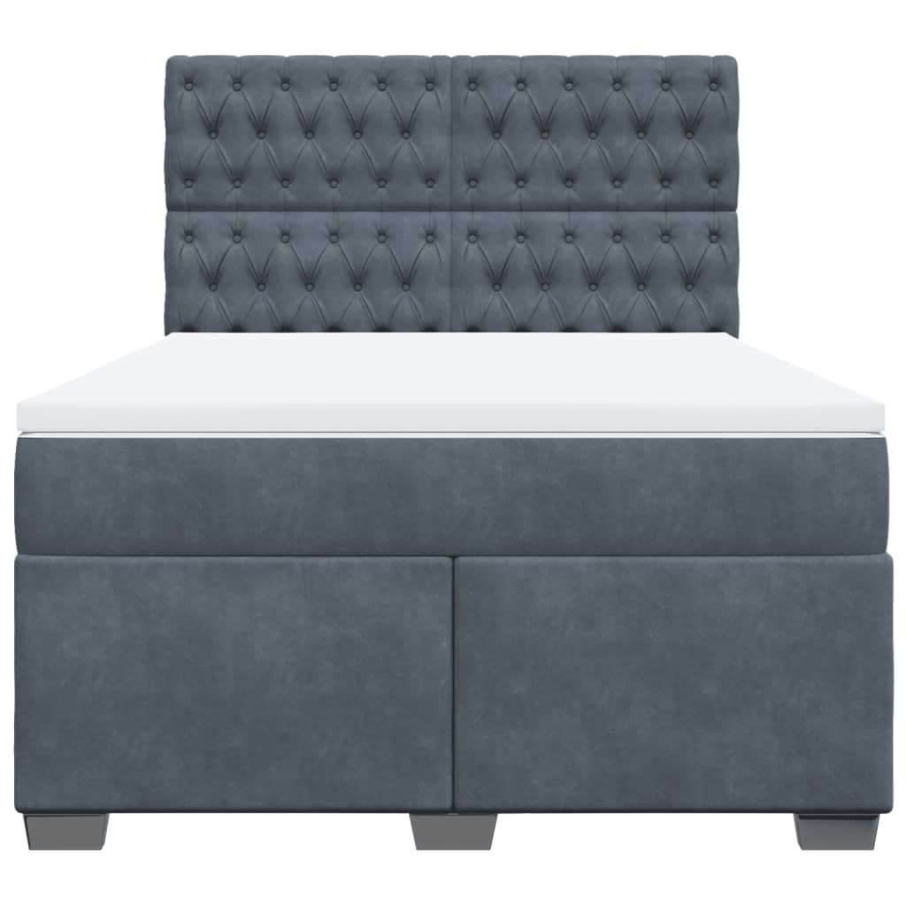 Giroletto a Molle con Materasso Grigio Scuro 140x200 cm Velluto