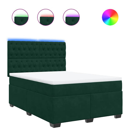 Giroletto a Molle con Materasso Verde Scuro 140x200 cm Velluto | homemem39