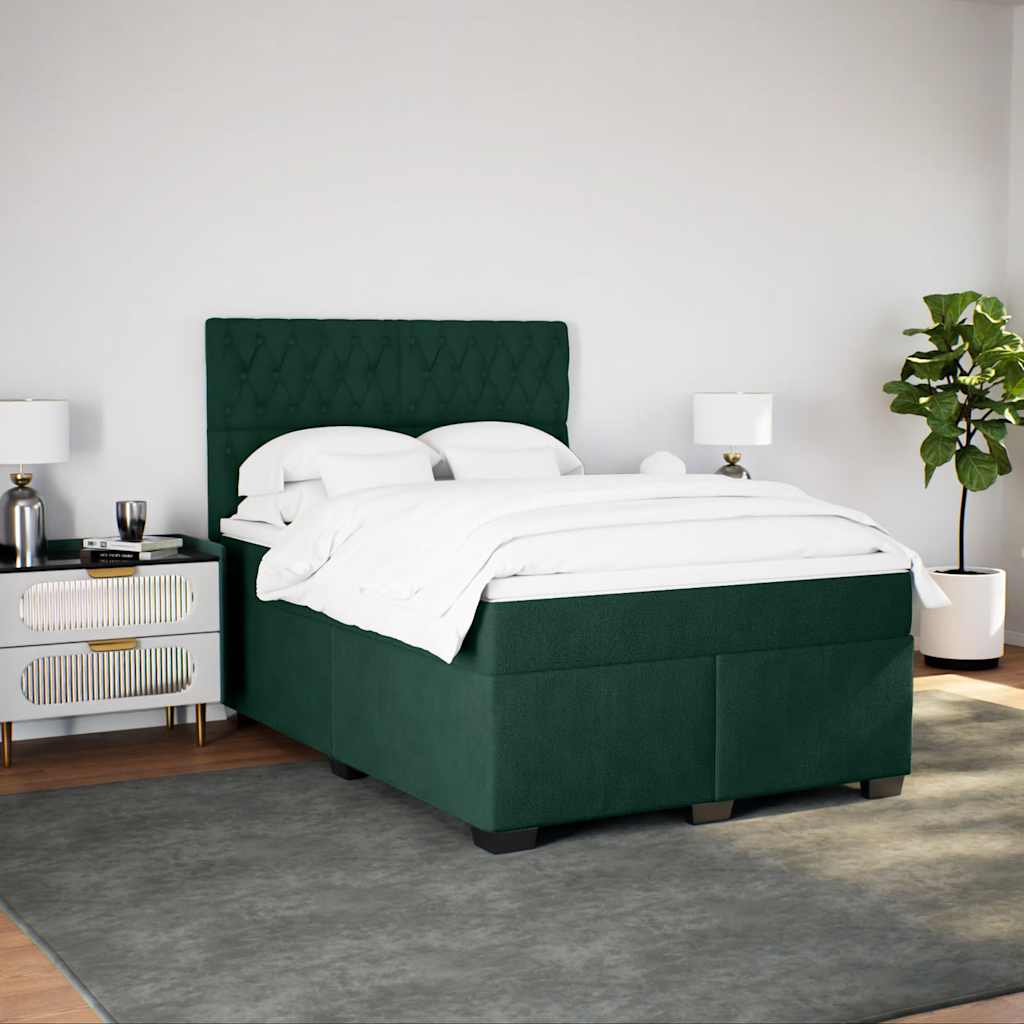 Giroletto a Molle con Materasso Verde Scuro 140x200 cm Velluto | homemem39