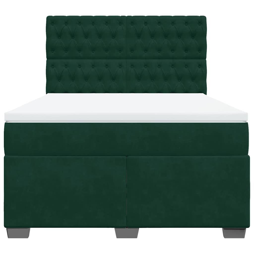 Giroletto a Molle con Materasso Verde Scuro 140x200 cm Velluto | homemem39