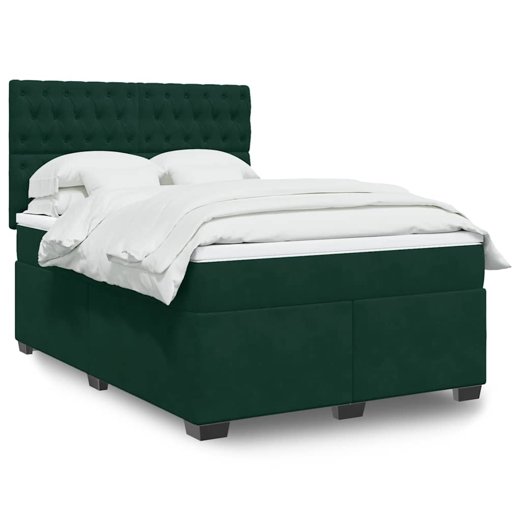 Giroletto a Molle con Materasso Verde Scuro 140x200 cm Velluto | homemem39