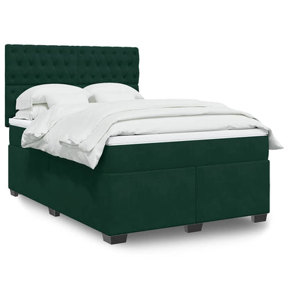 Giroletto a Molle con Materasso Verde Scuro 140x200 cm Velluto | homemem39
