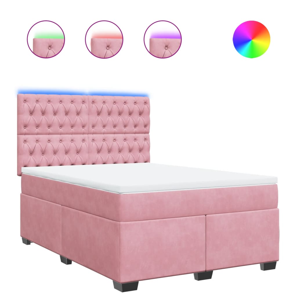 Giroletto a Molle con Materasso Rosa 140x200 cm in Velluto | homemem39
