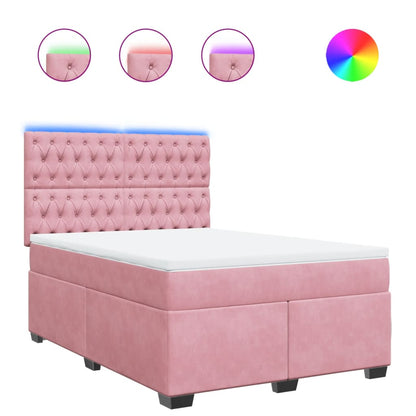 Giroletto a Molle con Materasso Rosa 140x200 cm in Velluto | homemem39