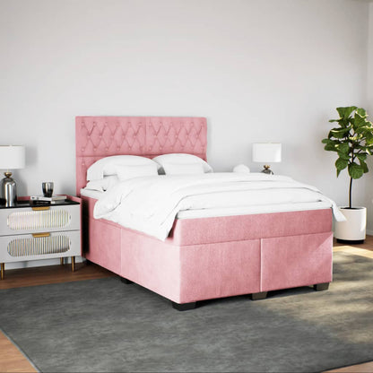 Giroletto a Molle con Materasso Rosa 140x200 cm in Velluto | homemem39