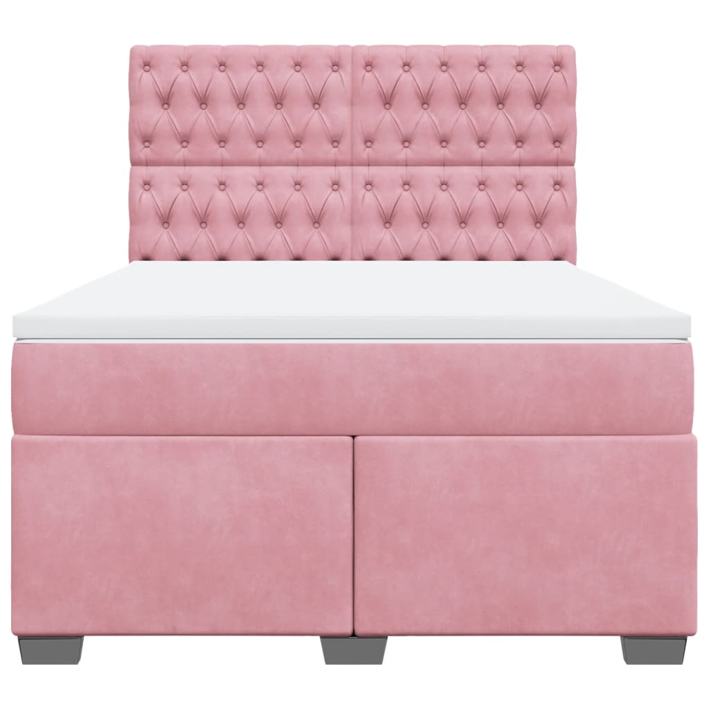 Giroletto a Molle con Materasso Rosa 140x200 cm in Velluto | homemem39