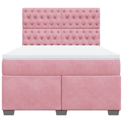 Giroletto a Molle con Materasso Rosa 140x200 cm in Velluto | homemem39