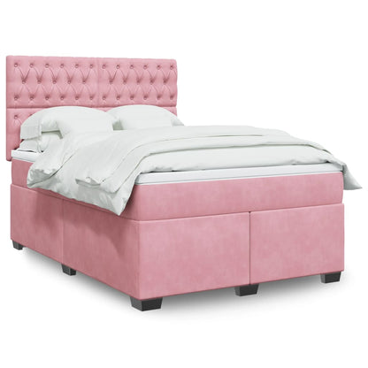 Giroletto a Molle con Materasso Rosa 140x200 cm in Velluto | homemem39