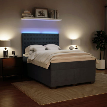 Giroletto a Molle con Materasso Grigio Scuro 140x200 cm Velluto