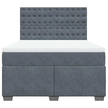 Giroletto a Molle con Materasso Grigio Scuro 140x200 cm Velluto