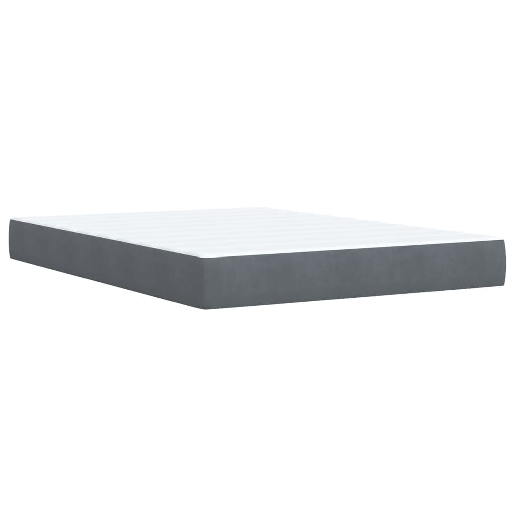 Giroletto a Molle con Materasso Grigio Scuro 140x200 cm Velluto