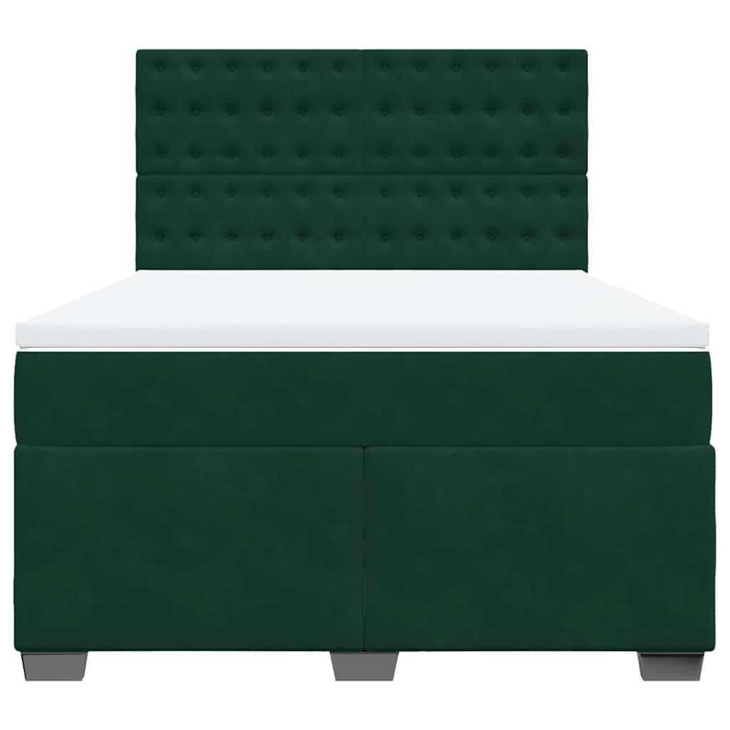 Giroletto a Molle con Materasso Verde Scuro 140x200 cm Velluto