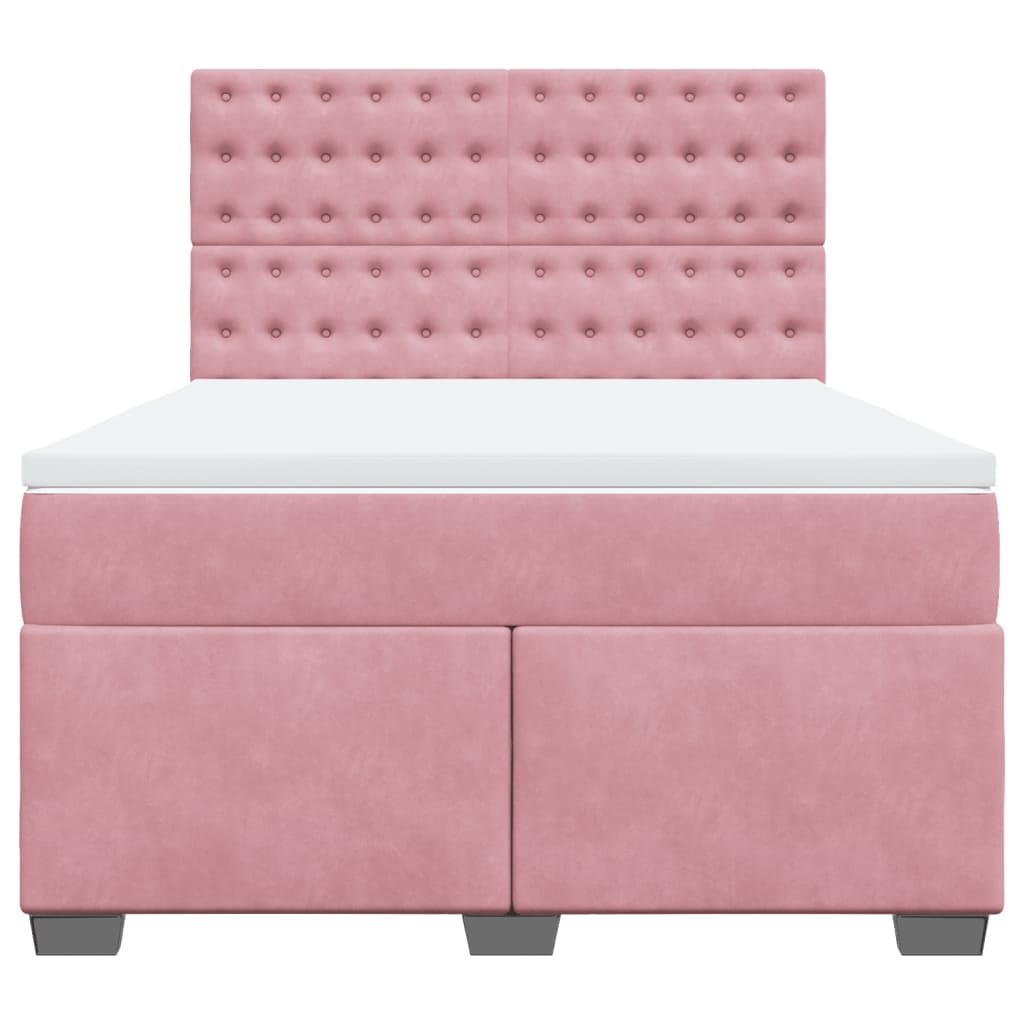 Giroletto a Molle con Materasso Rosa 140x200 cm in Velluto